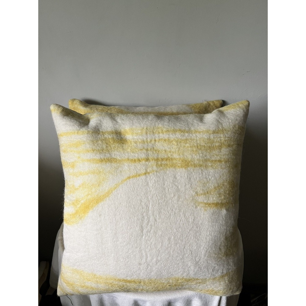 Set Of 2 Yellow Felt Radiating Pillow Cover Only by West Elm Pair 19"x19"